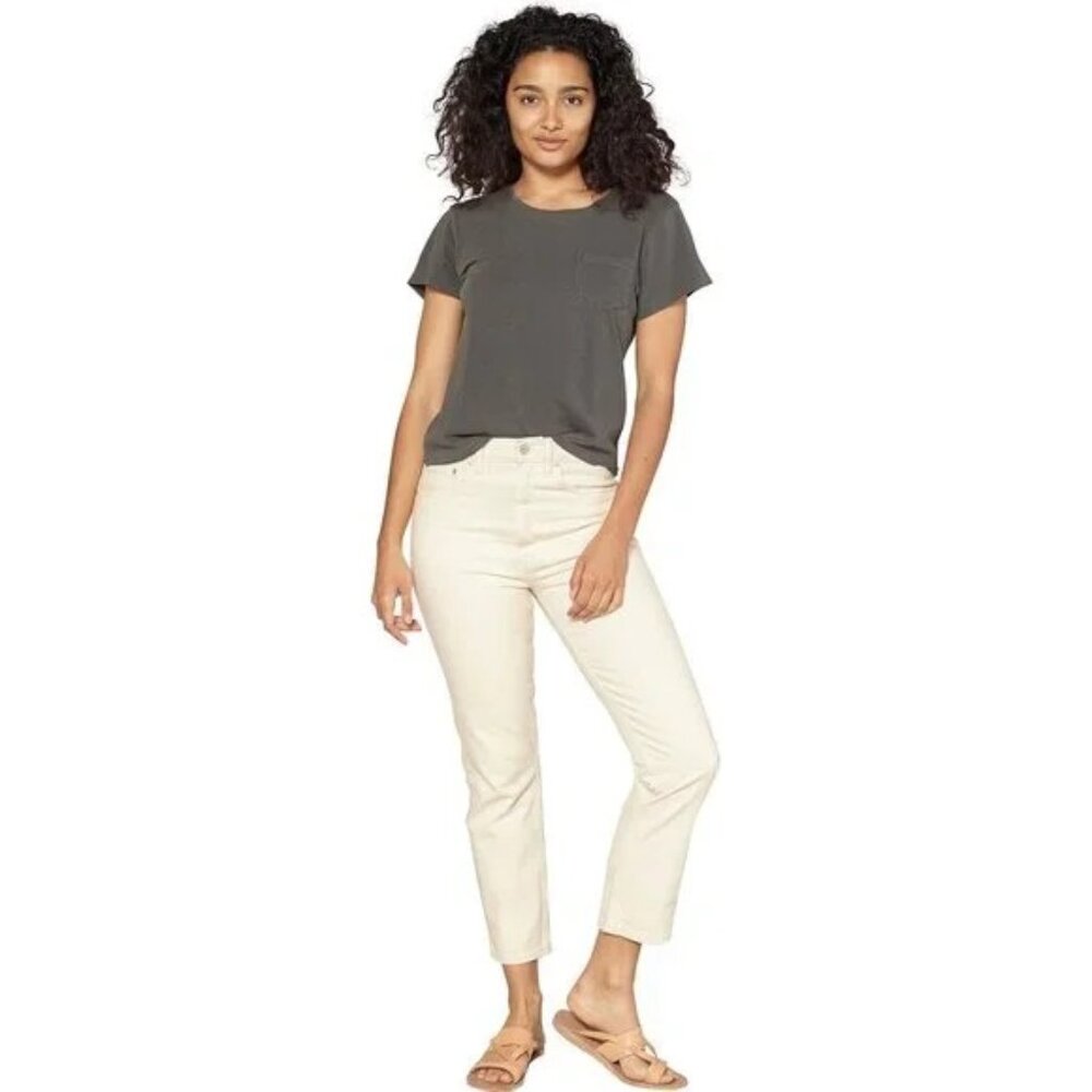 NWT Outerknown Womens Size 25 25x26 Cream Dune High Rise Slim Fit Jeans NEW